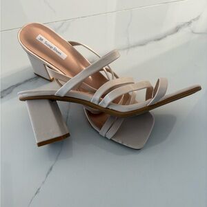 Elegant beige Strappy Block Heel Sandals Scoop shoes size 38
